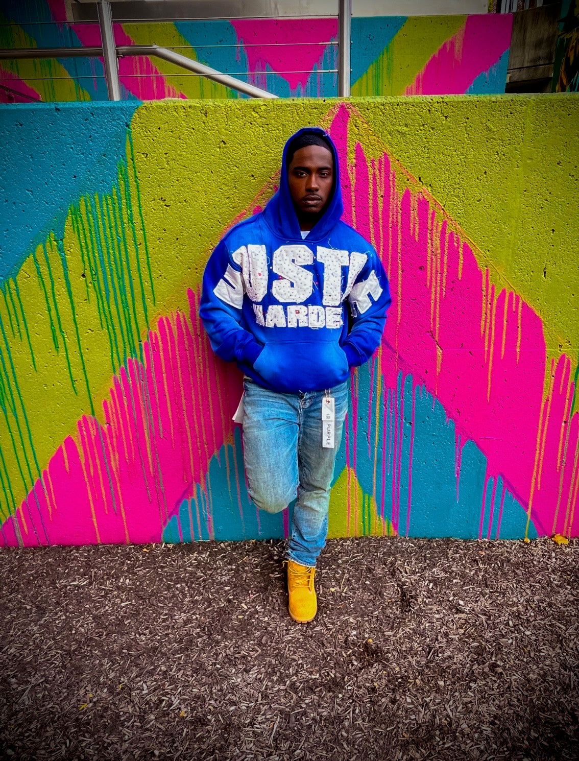 Distressed “Hustle Harder” Hoodie