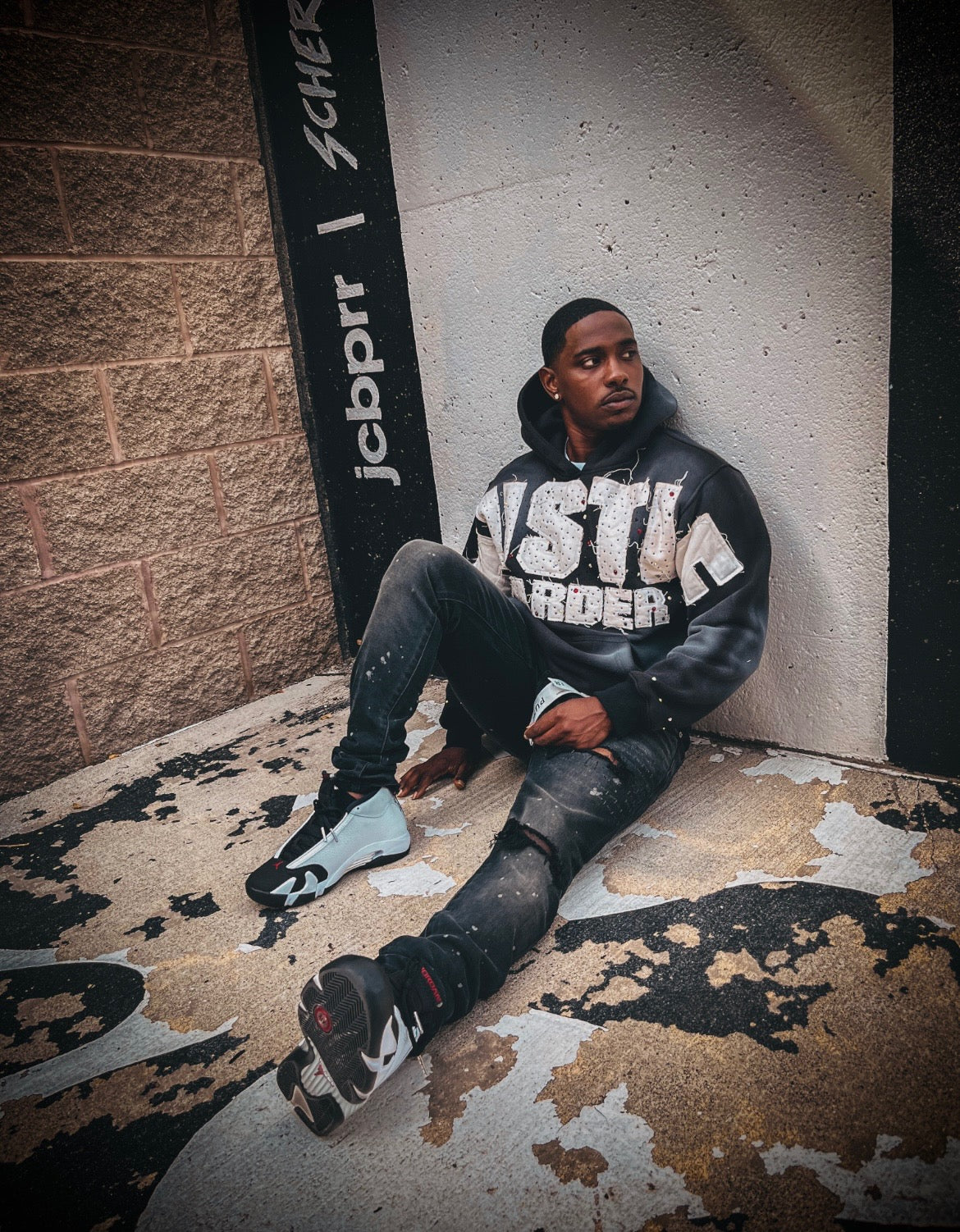 Distressed “Hustle Harder” Hoodie
